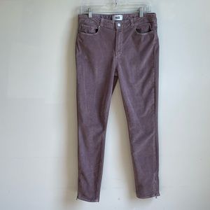 Paige Hoxton High-Rise Faded Mauve Corduroy Skinny Jeans Zippered Ankle Size 31.
